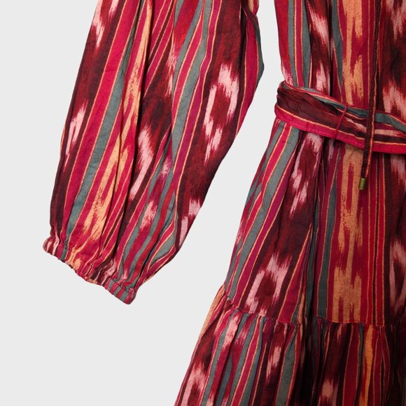 Lauren Ralph Lauren Geo Stripe Belted Cotton Voile Dress Boho Southwestern - Picture 6 of 12